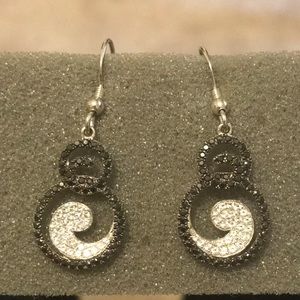 Sterling Black & White CZ Pave Earrings